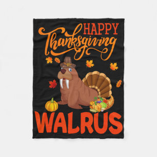 Happy Thanksgiving Walrus Kostüm Türkei Fall Leav Fleecedecke