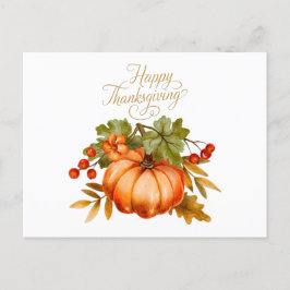 Happy Thanksgiving Wassercolor Pumpkin und Berries Postkarte