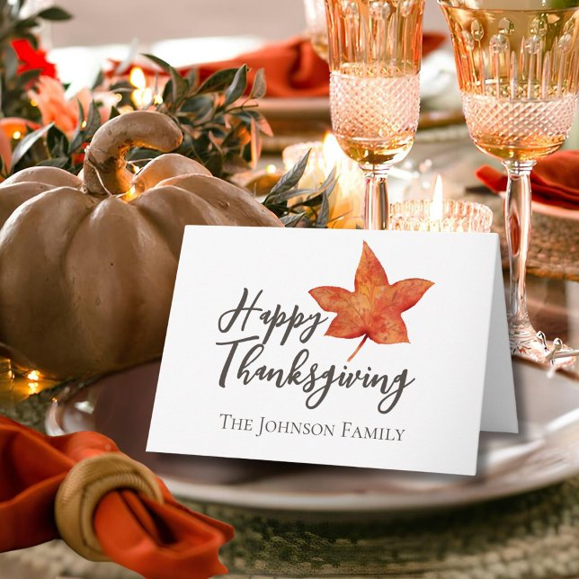 Happy Thanksgiving Wasserfarben Ahornblätterblatt Karte (Von Creator hochgeladen)