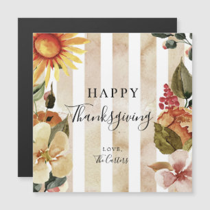 Happy Thanksgiving Watercolor Fall Blume Chic Magnetkarte