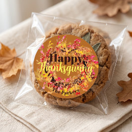 Happy Thanksgiving Watercolor Herbstlaubs Wreath Runder Aufkleber