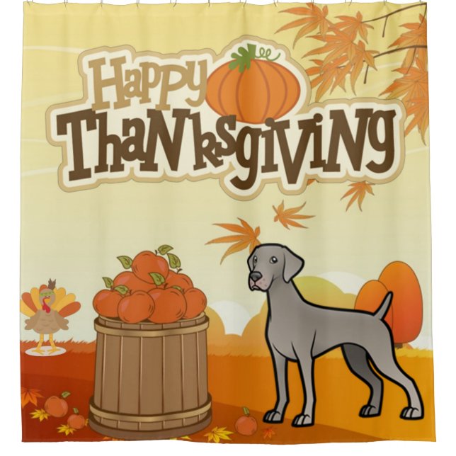 Happy Thanksgiving Weimaraner Duschvorhang (Vorderseite)