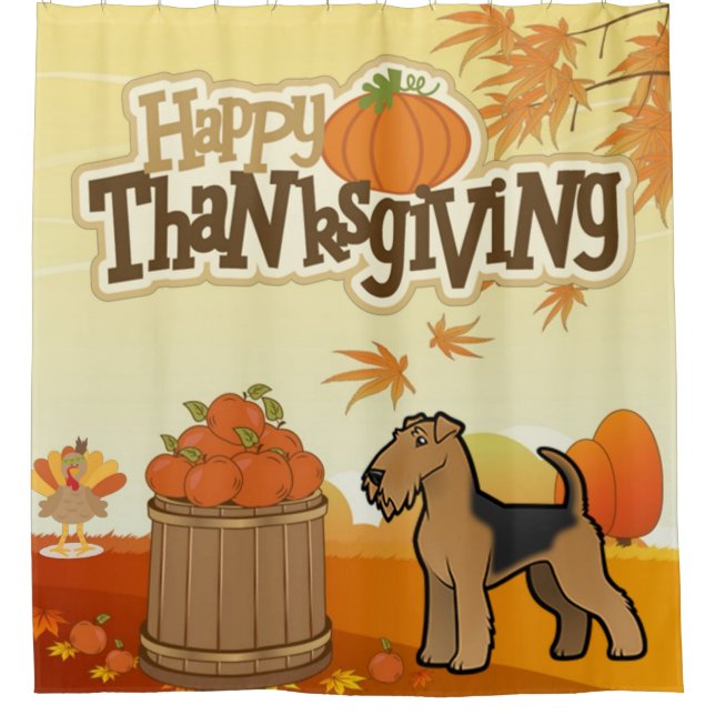 Happy Thanksgiving Welsh Terrier Duschvorhang (Vorderseite)