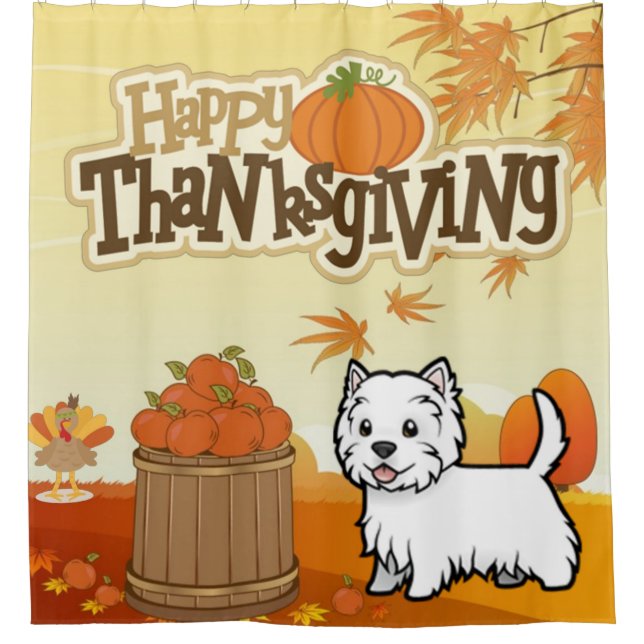 Happy Thanksgiving West Highland Terrier Duschvorhang (Vorderseite)