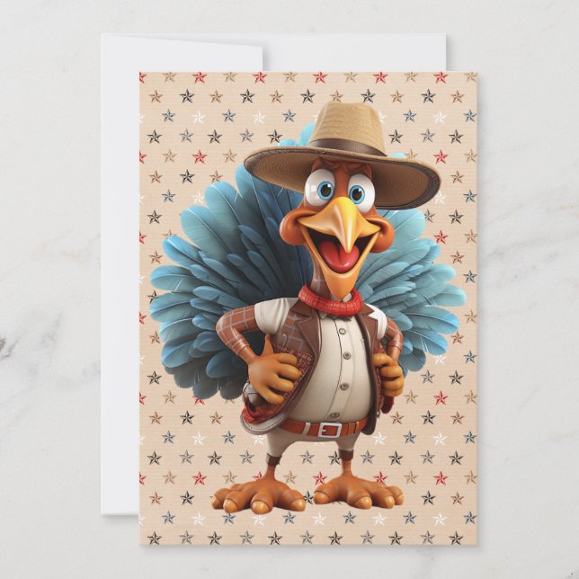 Happy Thanksgiving Western Turkey Card Feiertagskarte (Vorderseite)
