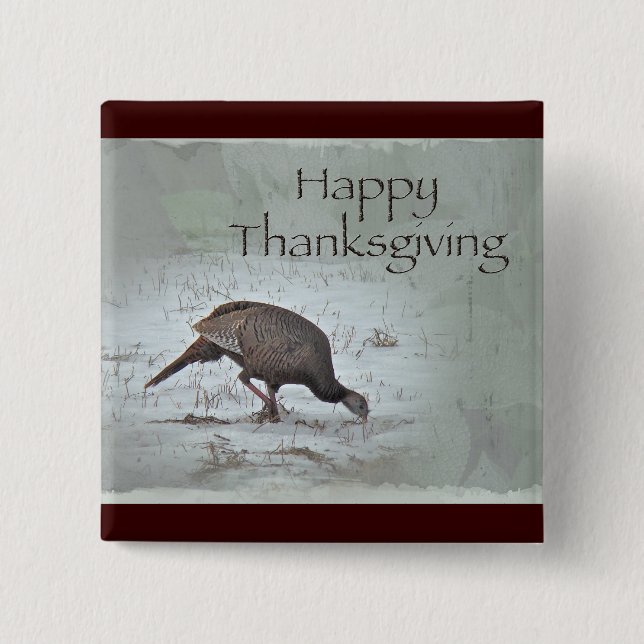 Happy Thanksgiving Wild Türkei Button (Vorderseite)