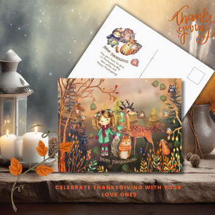 Happy Thanksgiving Woodland Animals Postkarte