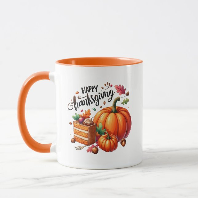 Happy Thanksgiving Wordart Pumpkin Tasse (Links)