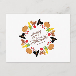 Happy Thanksgiving Wreath Feiertagspostkarte