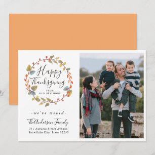 Happy Thanksgiving Wreath Foto Holiday Moving Ankündigung