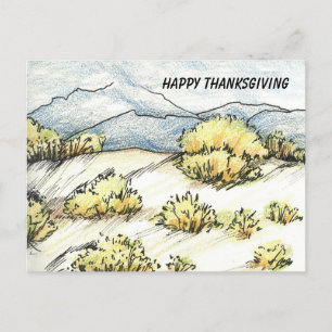 Happy Thanksgiving Wüstengebirge Sagebrush Feiertagspostkarte