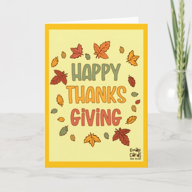 Happy Thanksgiving - Yellow Theme Karte (Vorderseite)