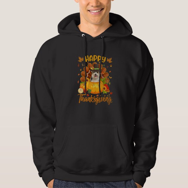 Happy Thanksgiving Yorkshire Terrier Dog Turkey Pu Hoodie (Vorderseite)