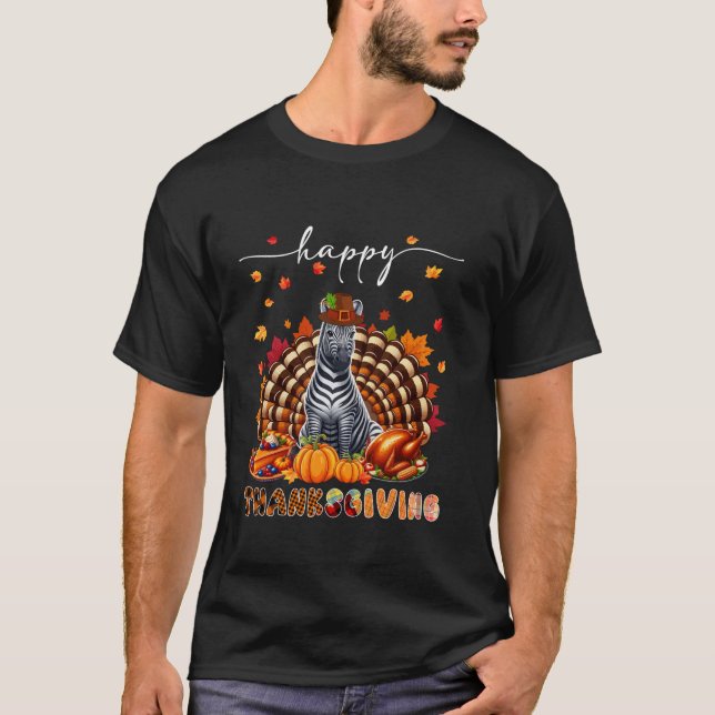 Happy Thanksgiving Zebra Kostüm Türkei Fall Verlas T-Shirt (Vorderseite)