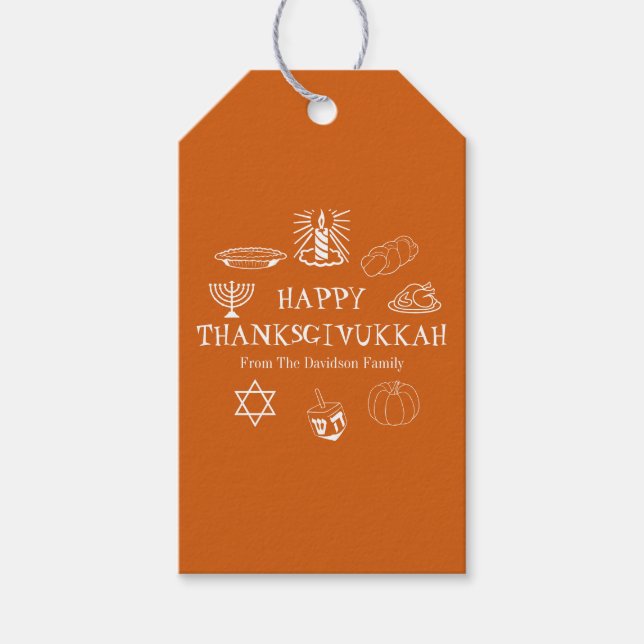 Happy Thanksgivukkah Erntedank Hanukkah bevorzugt Geschenkanhänger (Vorderseite)