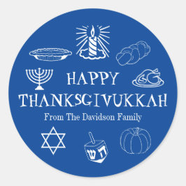 Happy Thanksgivukkah Erntedank Hanukkah bevorzugt Runder Aufkleber