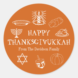 Happy Thanksgivukkah Erntedank Hanukkah bevorzugt Runder Aufkleber