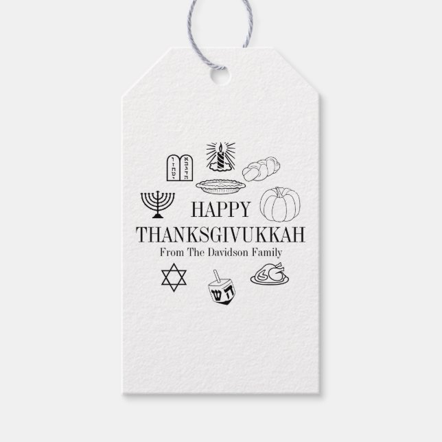 Happy Thanksgivukkah Erntedank Hanukkah Geschenkanhänger (Vorderseite)