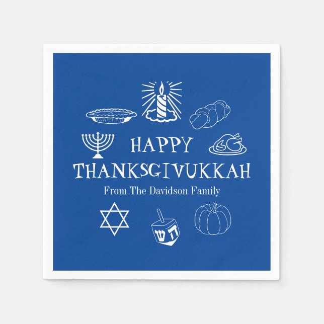 Happy Thanksgivukkah Erntedank Hanukkah Papier Serviette (Vorderseite)