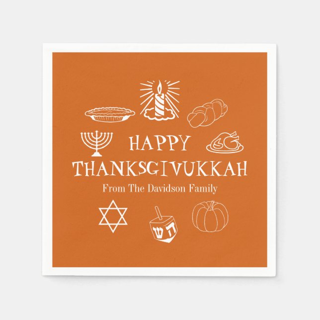 Happy Thanksgivukkah Erntedank Hanukkah Papier Serviette (Vorderseite)
