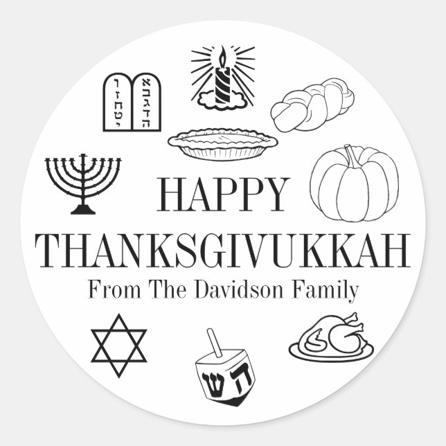 Happy Thanksgivukkah Erntedank Hanukkah Runder Aufkleber (Vorderseite)