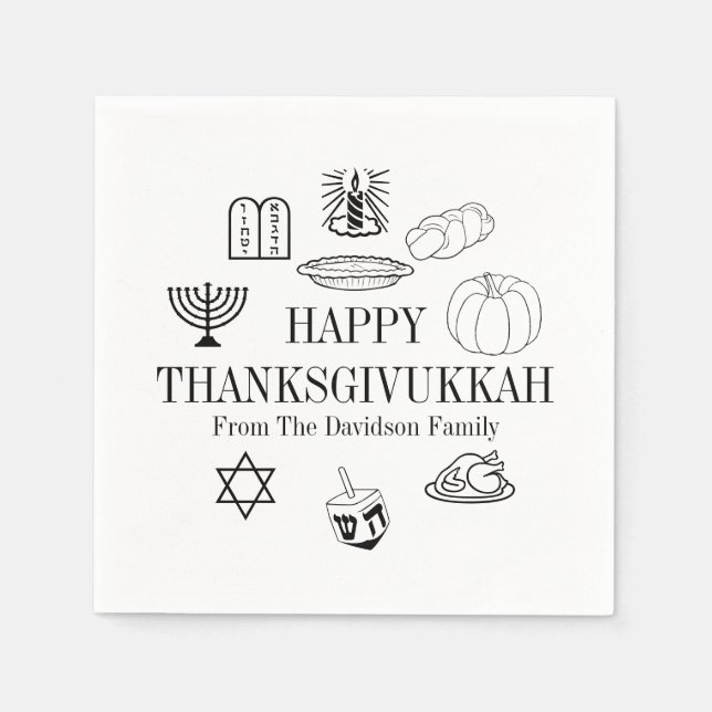 Happy Thanksgivukkah Erntedank Hanukkah Serviette (Vorderseite)