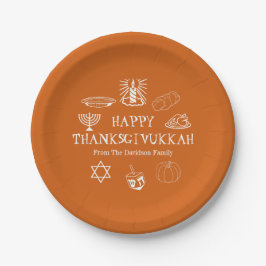 Happy Thanksgivukkah Orange Erntedank Hanukkah Pappteller