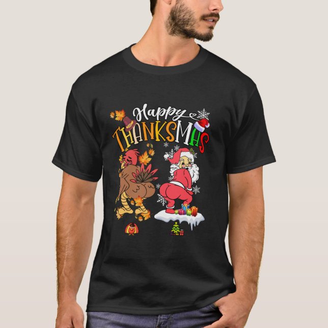 Happy Thanksmas Turkey Santa Claus Erntedank Ch T-Shirt (Vorderseite)