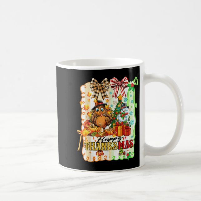 Happy Thanksmas Turkey Thanksgiving Ne Tree Christ Kaffeetasse (Rechts)