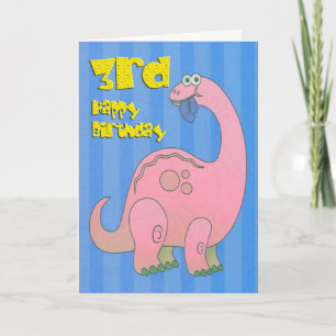 Happy Third Birthday Pink Dinosaurier Karte