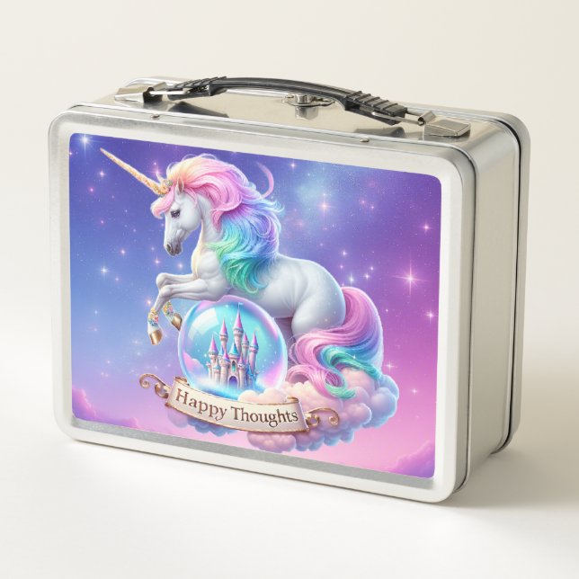 Happy Thoughts Unicorn Castle Metal Lunchbox (Rückseite)
