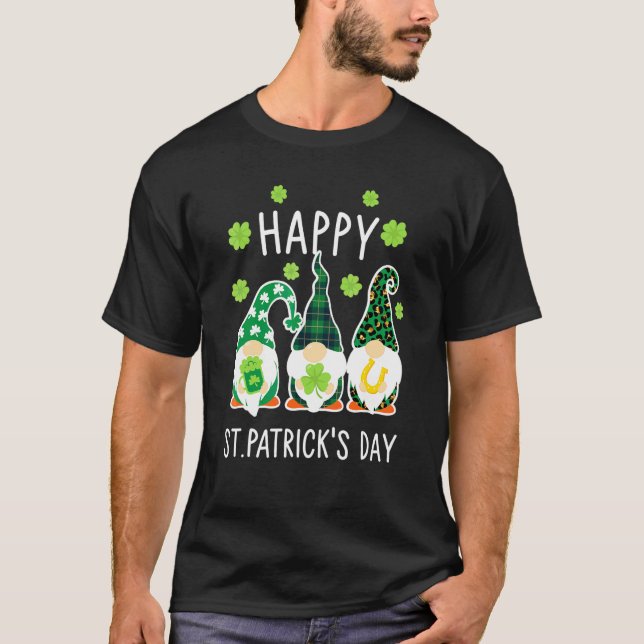 Happy Three Gnomes St Patrick's Day Green Buffalo T-Shirt (Vorderseite)