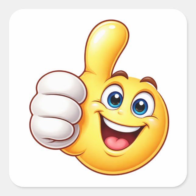 Happy Thumbs Up Cartoon Icon Sticker (Vorderseite)