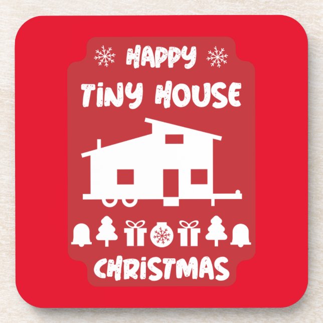 Happy Tiny House Christmas Getränkeuntersetzer (Vorderseite)