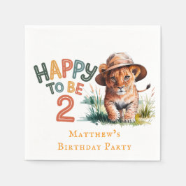 Happy to be 2 Lion Cub Geburtstagsparty Serviette