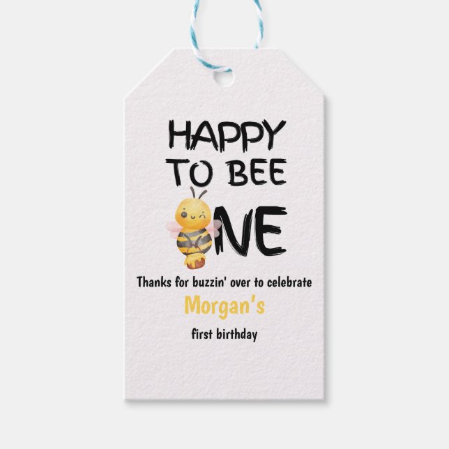 Happy To Bee One Honey Yellow Girls 1st Birthday Geschenkanhänger (Vorderseite)