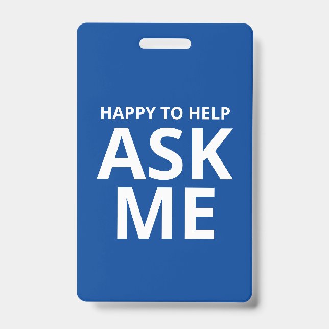 Happy to Help FRAG ME Blue and White ID Ausweis (Vorderseite)