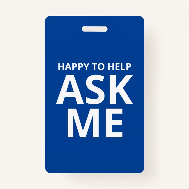 Happy to Help FRAG ME Blue and White ID Ausweis (Vorderseite)