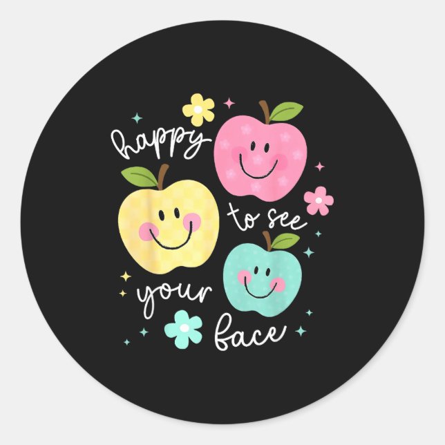 Happy To See Your Face Groovy Apple Smile Face Tea Runder Aufkleber (Vorderseite)