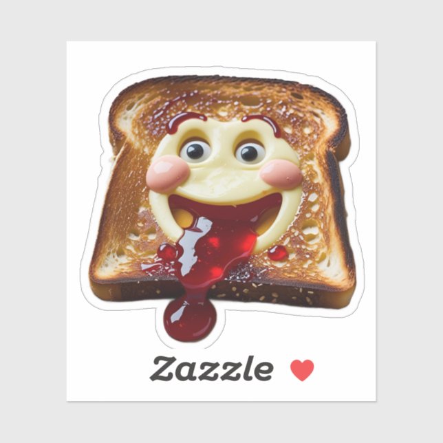 Happy Toast mit Jam Sticker | Driving Jelly & Hu (Blatt)