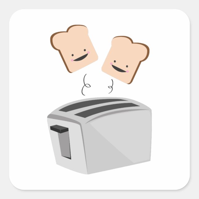 Happy Toaster Quadratischer Aufkleber (Vorderseite)