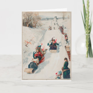 Happy Tobogganing Holidays Feiertagskarte