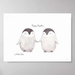 Happy Together Niedlich Penguin Couple Minimalisti Poster
