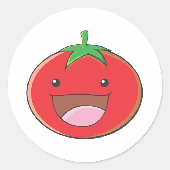 Happy Tomato lächeln Runder Aufkleber (Vorderseite)