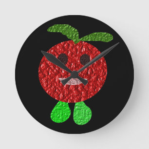 Happy Tomato Wall Clock Runde Wanduhr