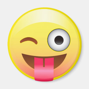 Happy Tongue Out Wink Emoji Funny Face Magnet