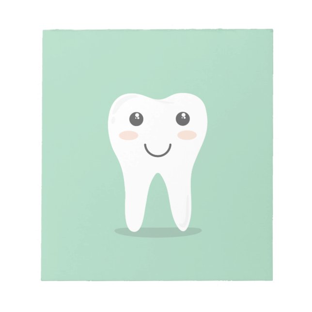 Happy Tooth Cartoon Zahnarzt bürstet Zahnbürste Notizblock (Vorderseite)