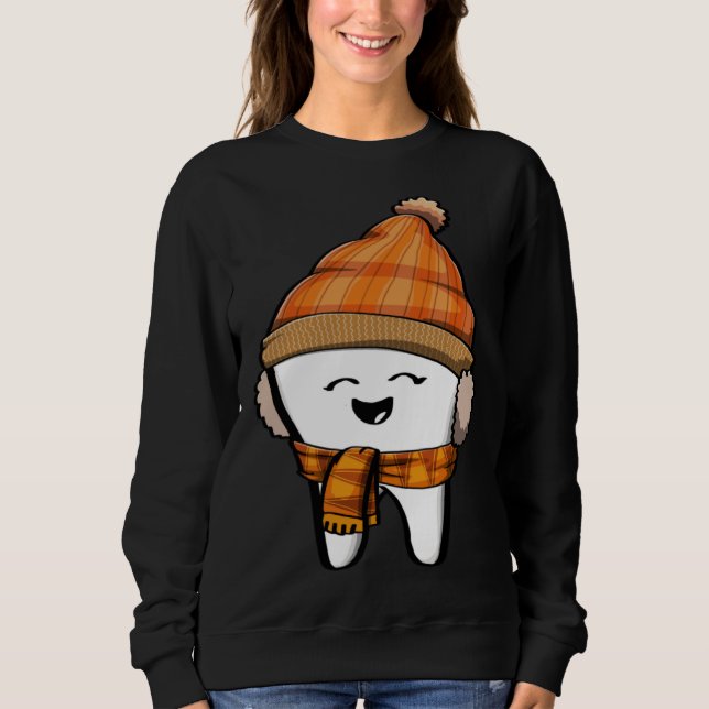 Happy Tooth fall Brush Them All Funny Milk Teeth F Sweatshirt (Vorderseite)