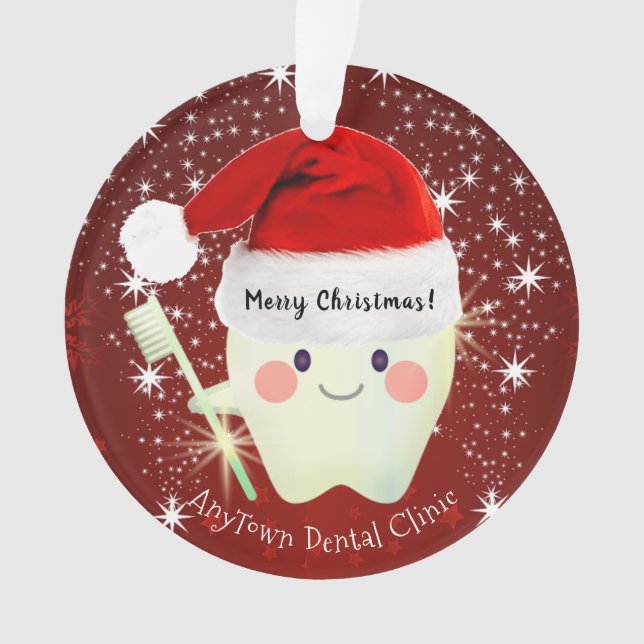 Happy Tooth in Weihnachtsmannmütze    Weihnachten Ornament (Vorderseite)