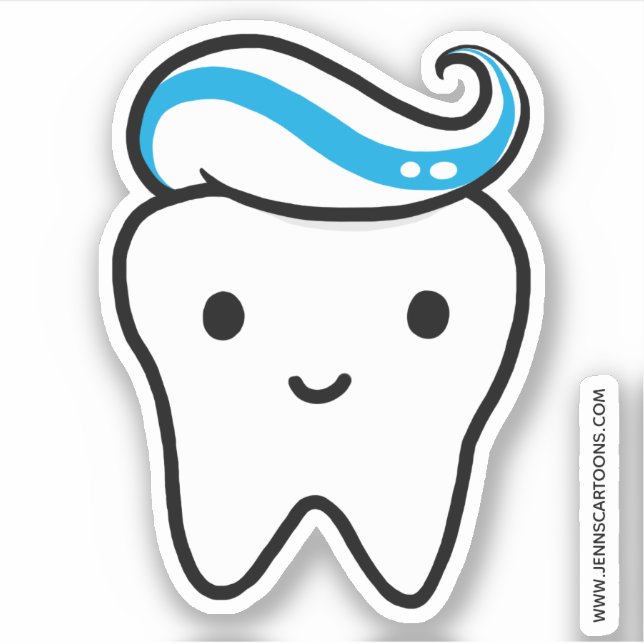 Happy Tooth mit Toothpaste Funny Niedlich Dental Aufkleber (Vorderseite)